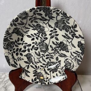 Churchill Black Peony 8" Cereal Salad Soup Bowl Made in England‎ Pasta Dish Rose